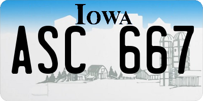 IA license plate ASC667