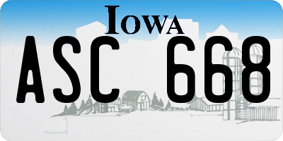 IA license plate ASC668