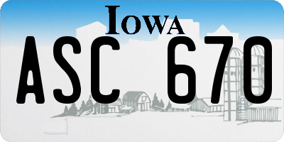 IA license plate ASC670