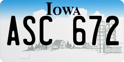 IA license plate ASC672