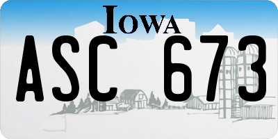 IA license plate ASC673