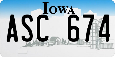IA license plate ASC674