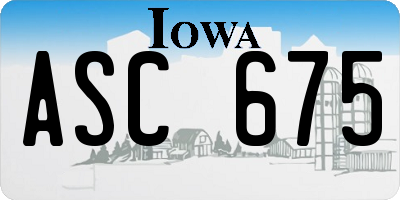 IA license plate ASC675