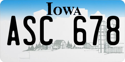 IA license plate ASC678
