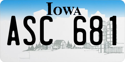 IA license plate ASC681