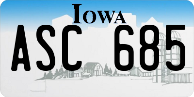 IA license plate ASC685