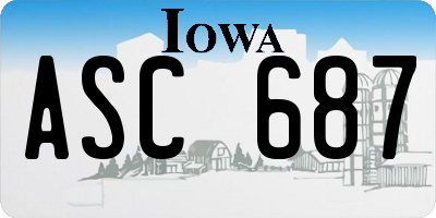 IA license plate ASC687