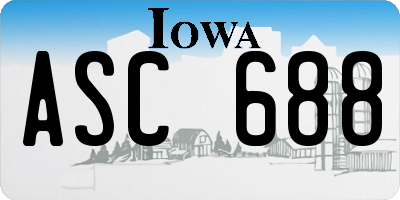 IA license plate ASC688