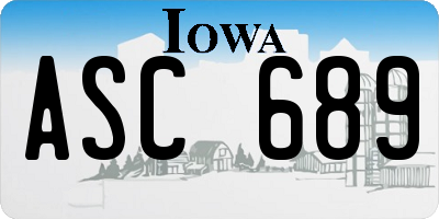 IA license plate ASC689