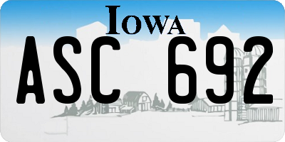 IA license plate ASC692