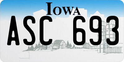IA license plate ASC693
