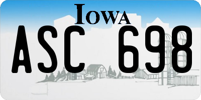 IA license plate ASC698