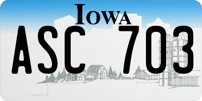 IA license plate ASC703