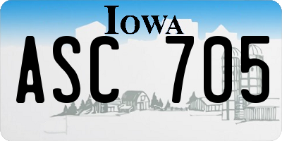 IA license plate ASC705