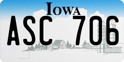 IA license plate ASC706