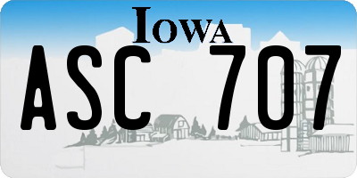 IA license plate ASC707