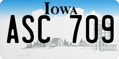 IA license plate ASC709