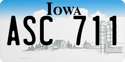 IA license plate ASC711
