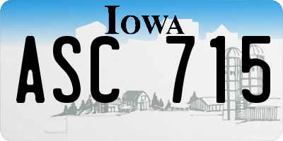 IA license plate ASC715