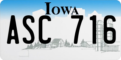IA license plate ASC716