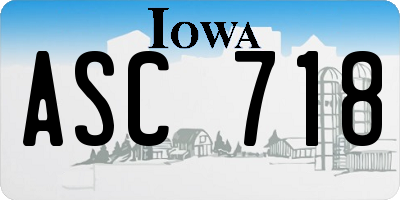 IA license plate ASC718