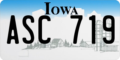 IA license plate ASC719