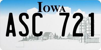 IA license plate ASC721