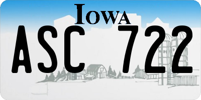 IA license plate ASC722