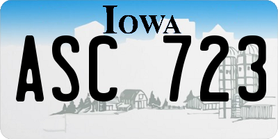 IA license plate ASC723