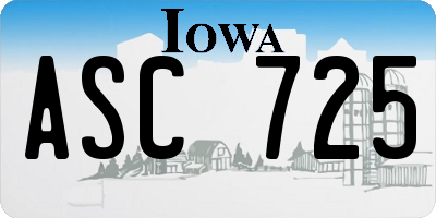 IA license plate ASC725