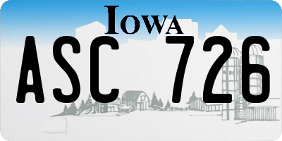 IA license plate ASC726