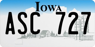 IA license plate ASC727
