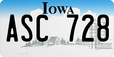 IA license plate ASC728