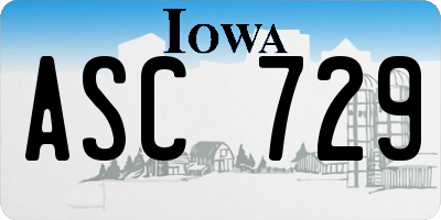 IA license plate ASC729