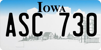 IA license plate ASC730