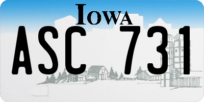 IA license plate ASC731