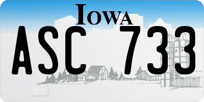 IA license plate ASC733