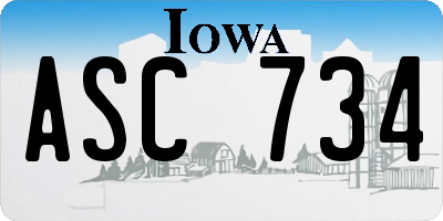 IA license plate ASC734