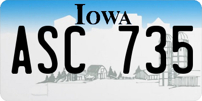 IA license plate ASC735
