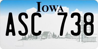IA license plate ASC738