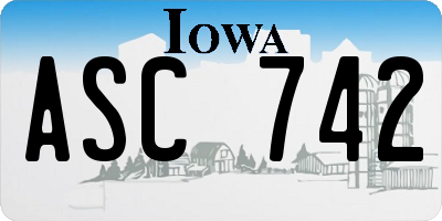 IA license plate ASC742