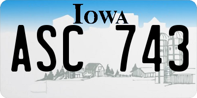 IA license plate ASC743