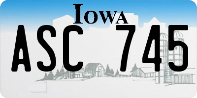 IA license plate ASC745