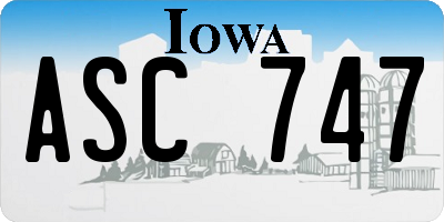 IA license plate ASC747
