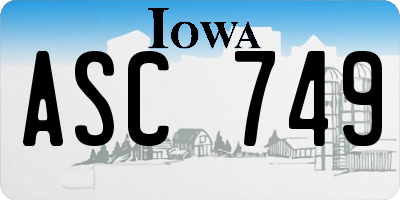 IA license plate ASC749