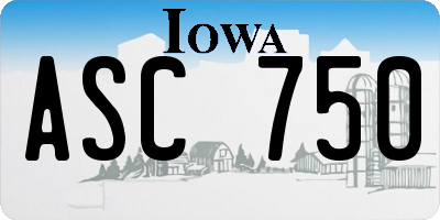 IA license plate ASC750