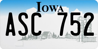 IA license plate ASC752