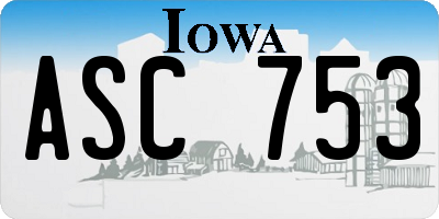 IA license plate ASC753