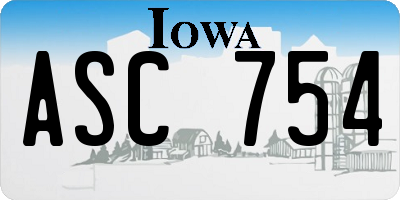 IA license plate ASC754