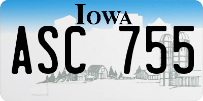 IA license plate ASC755